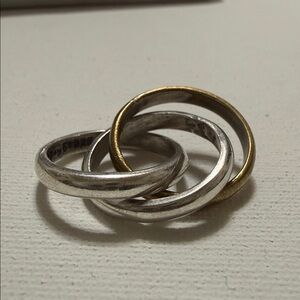 Sterling Silver 925 Gold Tone Interlocking Rings